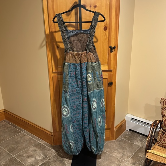 Kala Imports Patchwork Hippy Jumpsuit / Overalls Handmade in Nepal One Size NEW - Picture 11 of 12